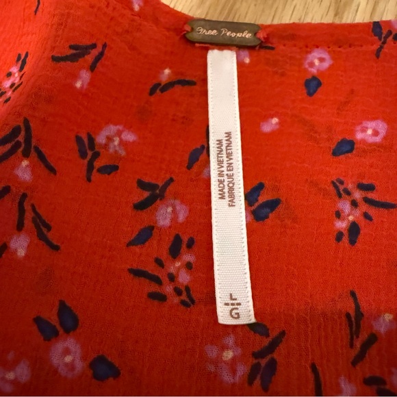 Free People Lolita Red Floral Print Ruffled Top - Size Large - Picture 11 of 14